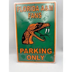 Florida A&M Rattlers Fans Parking Only Metal Sign NCAA FAMU Green Orange  12x18